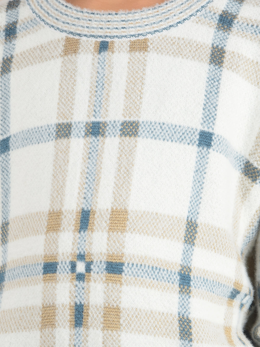 Off White Checked Sweater-Boys Sweaters-Crimsoune Club