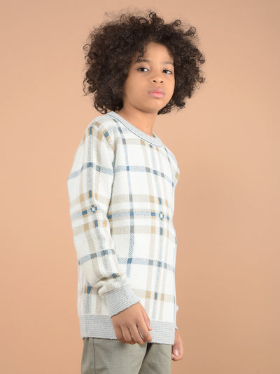 Off White Checked Sweater-Boys Sweaters-Crimsoune Club