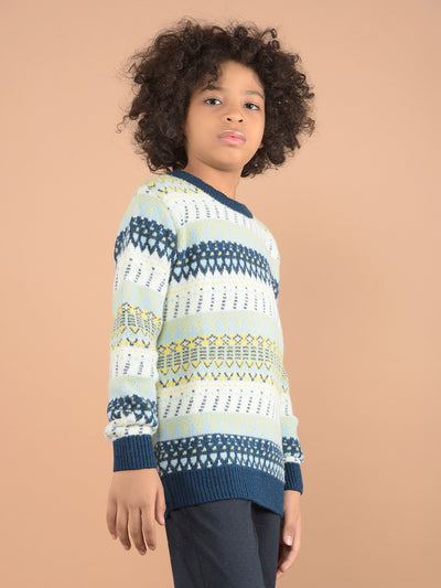 Multi-Color Jacquard Sweater-Boys Sweaters-Crimsoune Club