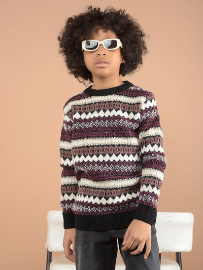 Multi-Color Jacquard Sweater-Boys Sweaters-Crimsoune Club