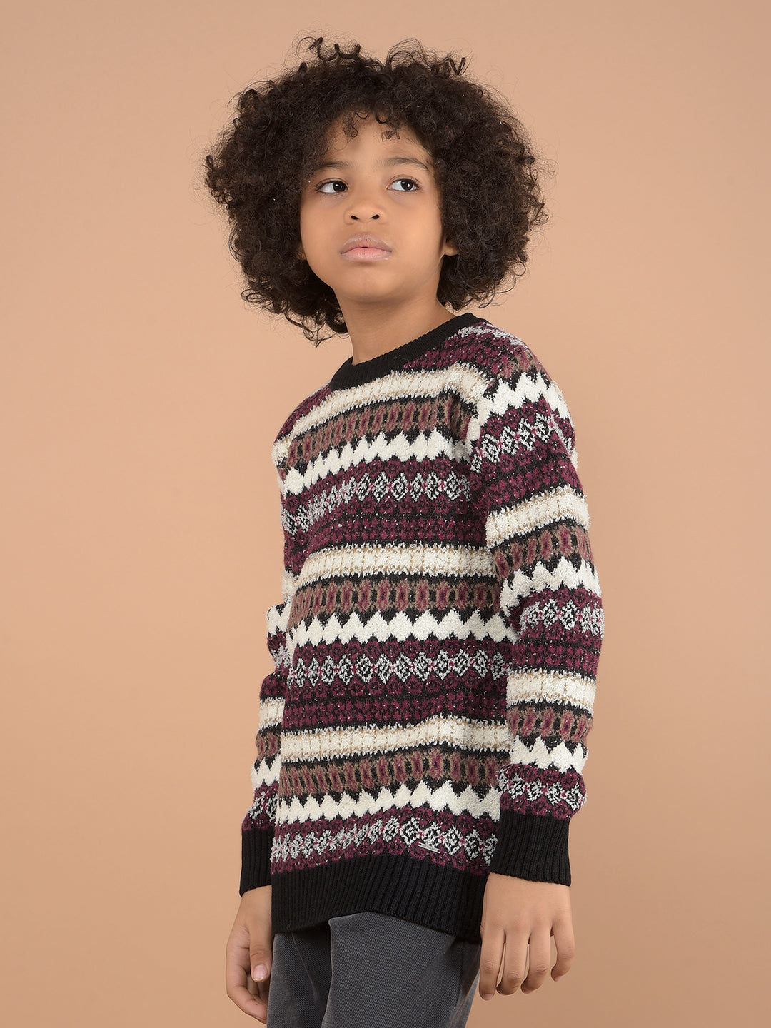 Multi-Color Jacquard Sweater-Boys Sweaters-Crimsoune Club