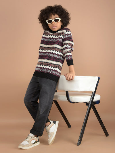 Multi-Color Jacquard Sweater-Boys Sweaters-Crimsoune Club