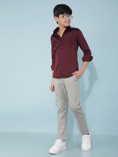 Grey Textured Print Trousers-Boys Trousers-Crimsoune Club