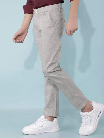 Grey Textured Print Trousers-Boys Trousers-Crimsoune Club