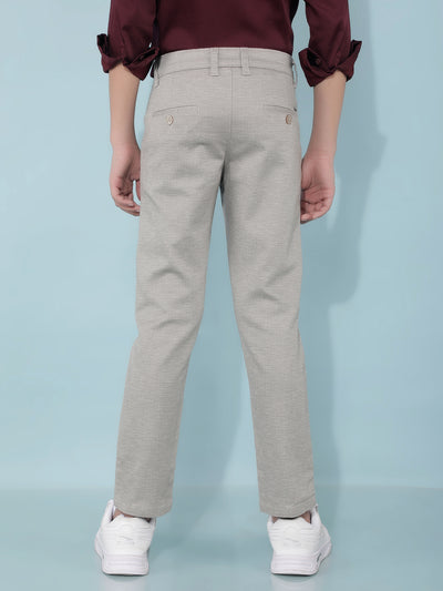 Grey Textured Print Trousers-Boys Trousers-Crimsoune Club