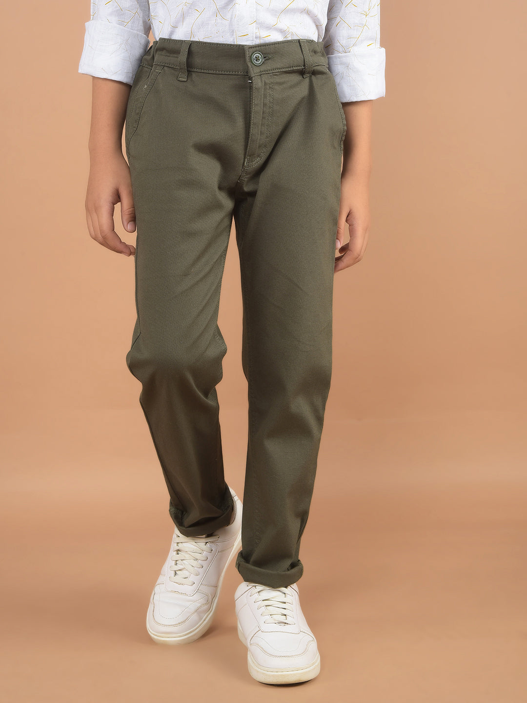 Olive Printed Trousers-Boy Trousers-Crimsoune Club