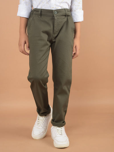 Olive Printed Trousers-Boy Trousers-Crimsoune Club