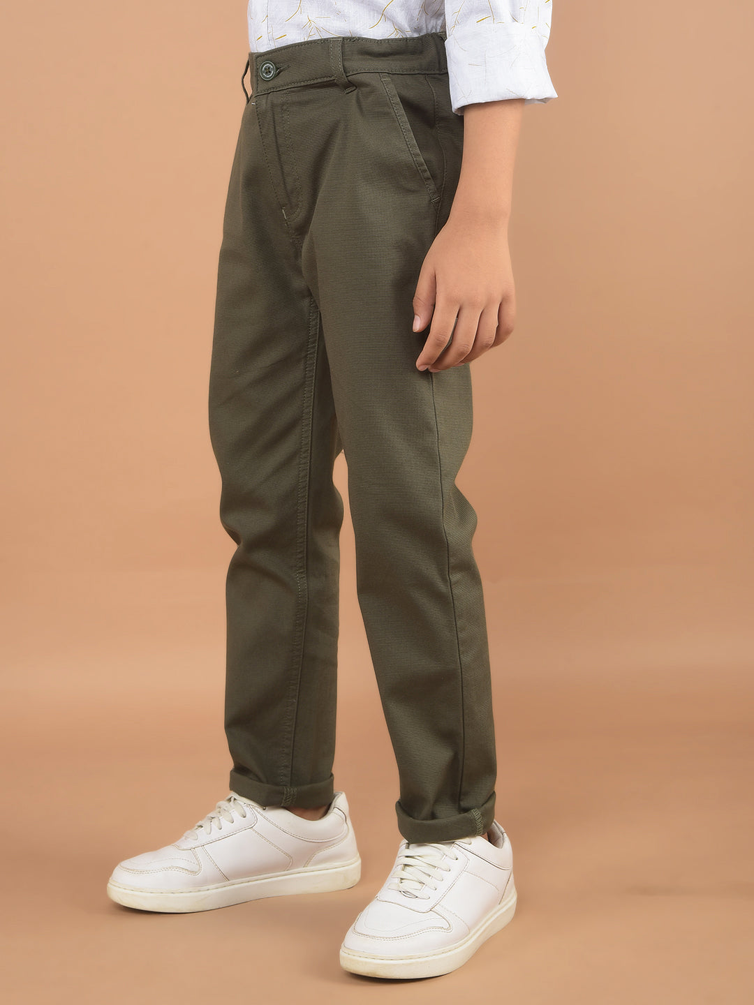 Olive Printed Trousers-Boy Trousers-Crimsoune Club