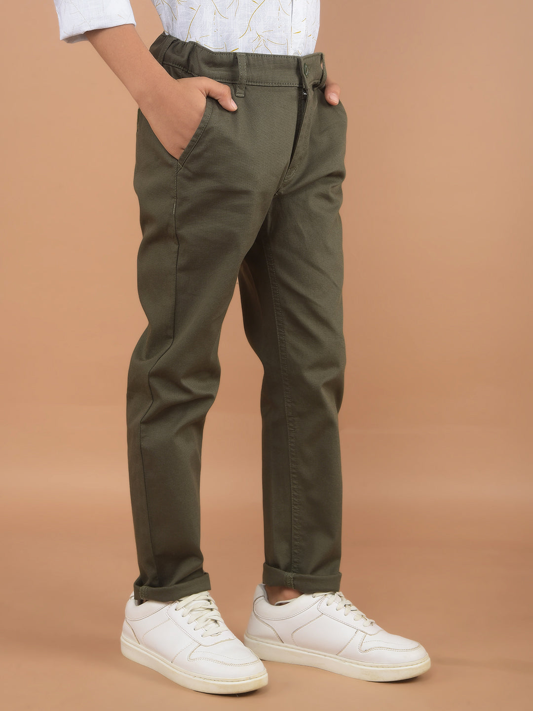 Olive Printed Trousers-Boy Trousers-Crimsoune Club