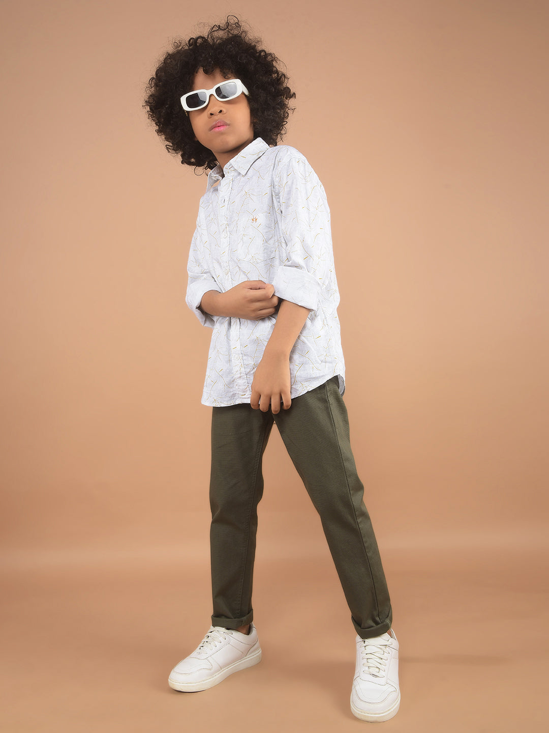 Olive Printed Trousers-Boy Trousers-Crimsoune Club