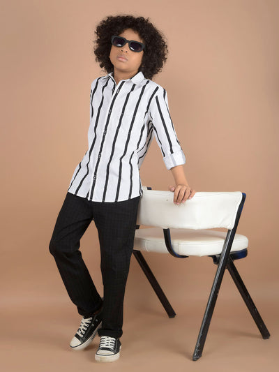 Black Printed Cotton Trousers-Boys Trousers-Crimsoune Club