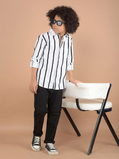 Black Printed Cotton Trousers-Boys Trousers-Crimsoune Club