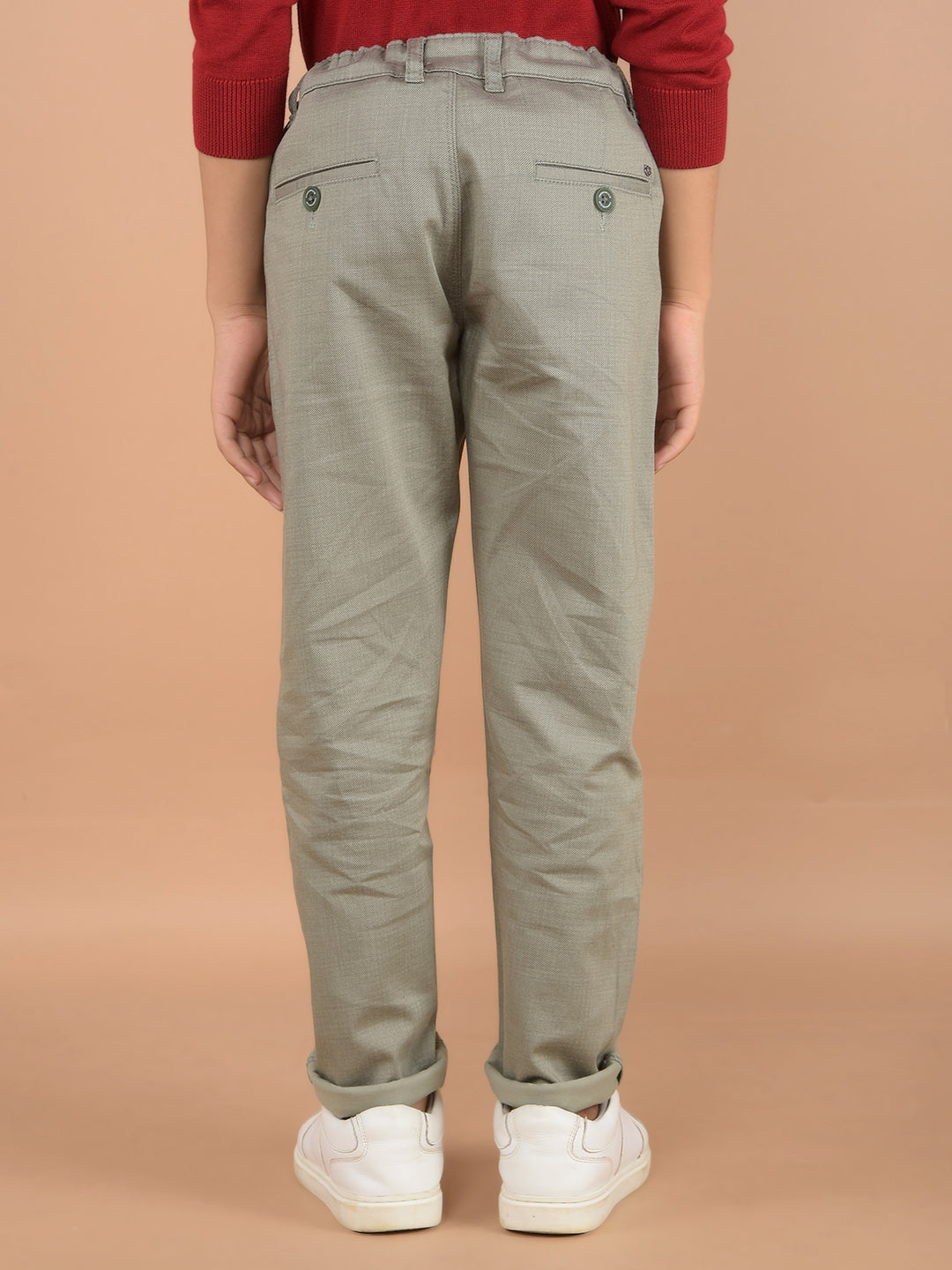 Olive Printed Cotton Trousers-Boys Trousers-Crimsoune Club