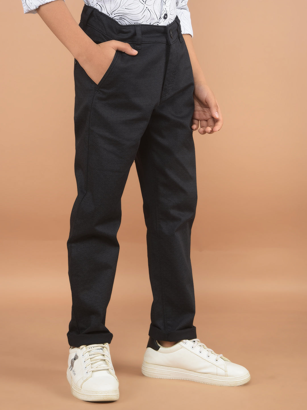 Black Printed Trousers-Boy Trousers-Crimsoune Club