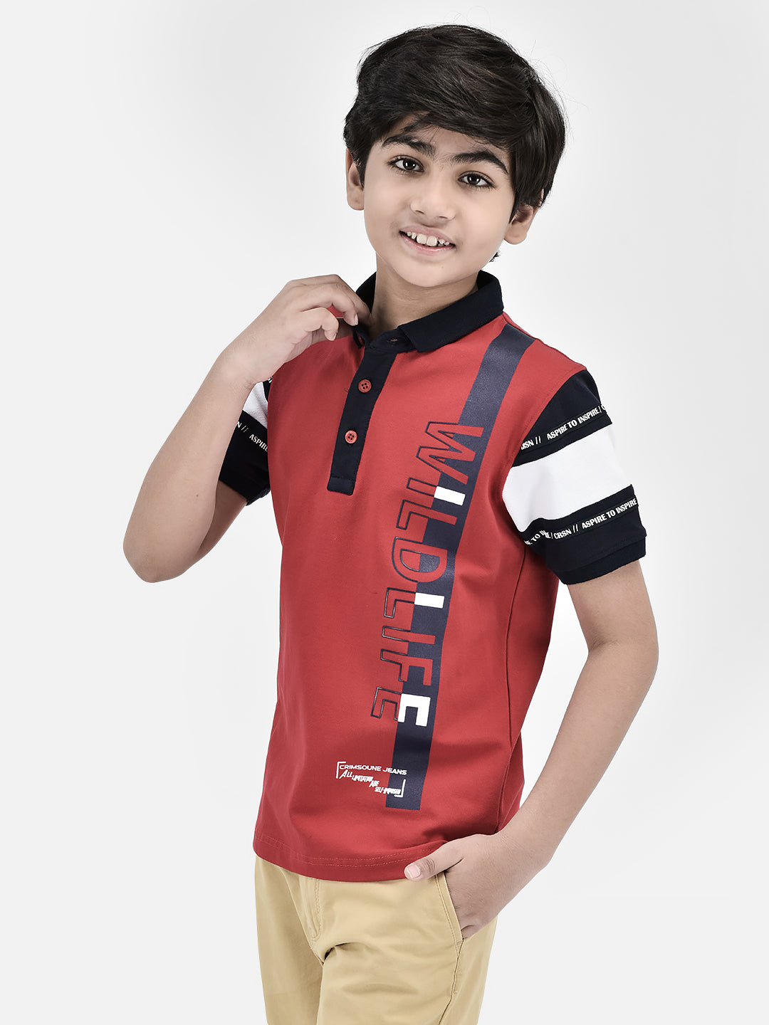 Colour Blocked Red T-shirt-Boys T-Shirts-Crimsoune Club