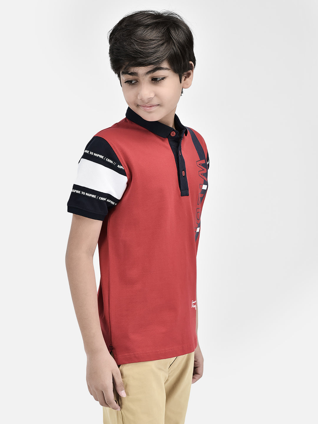 Colour Blocked Red T-shirt-Boys T-Shirts-Crimsoune Club