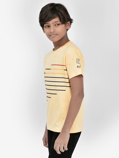 Printed Yellow T-shirt-Boys T-Shirts-Crimsoune Club