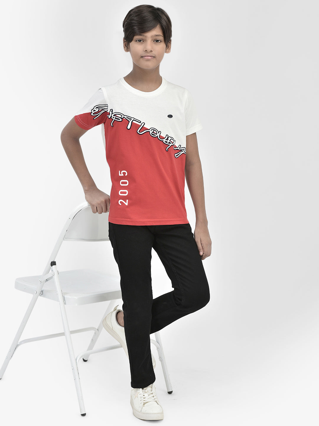 Colour Blocked Red T-shirt-Boys T-Shirts-Crimsoune Club