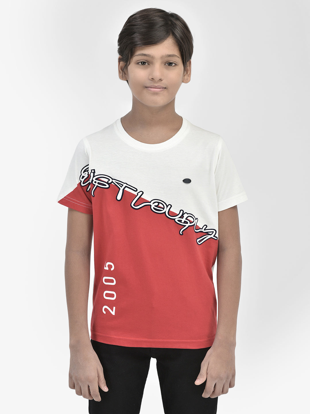 Colour Blocked Red T-shirt-Boys T-Shirts-Crimsoune Club