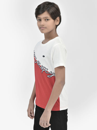 Colour Blocked Red T-shirt-Boys T-Shirts-Crimsoune Club