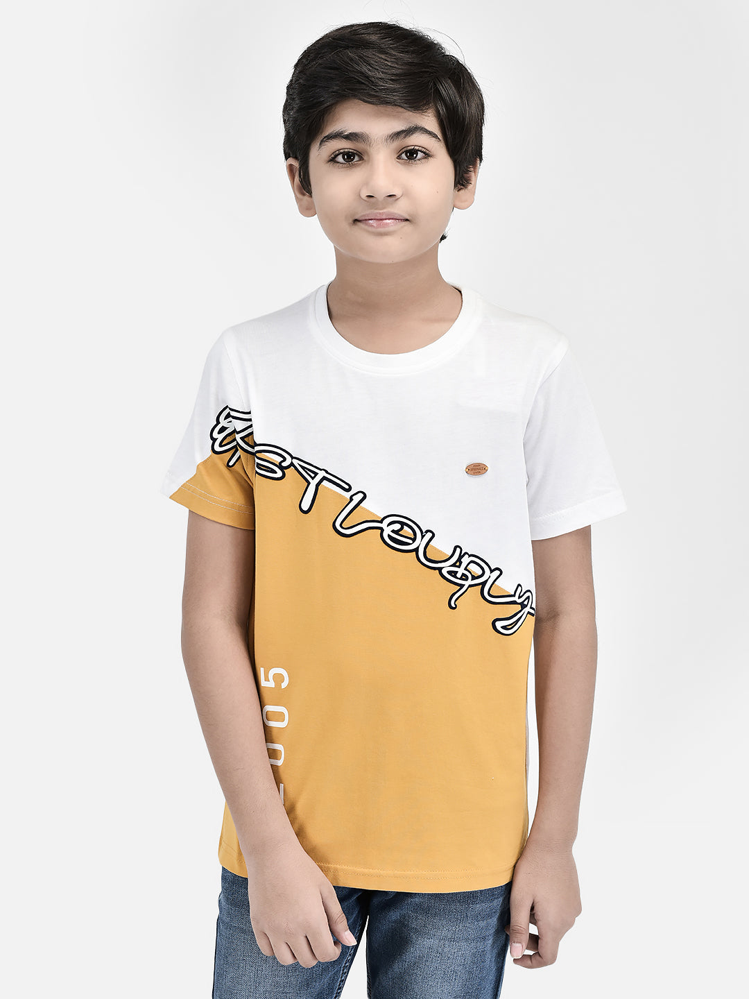 Colour Blocked Yellow T-shirt-Boys T-Shirts-Crimsoune Club