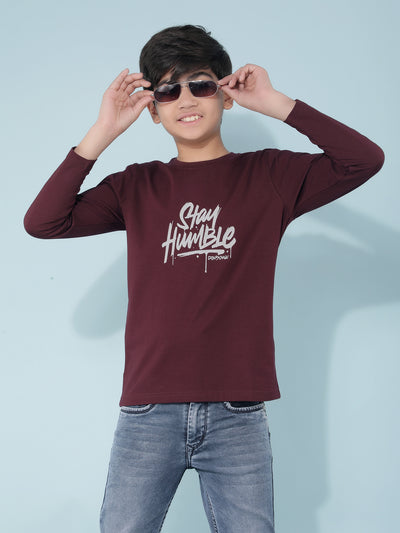 Wine Typographic Print T-Shirt-Boys T-Shirts-Crimsoune Club