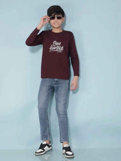 Wine Typographic Print T-Shirt-Boys T-Shirts-Crimsoune Club