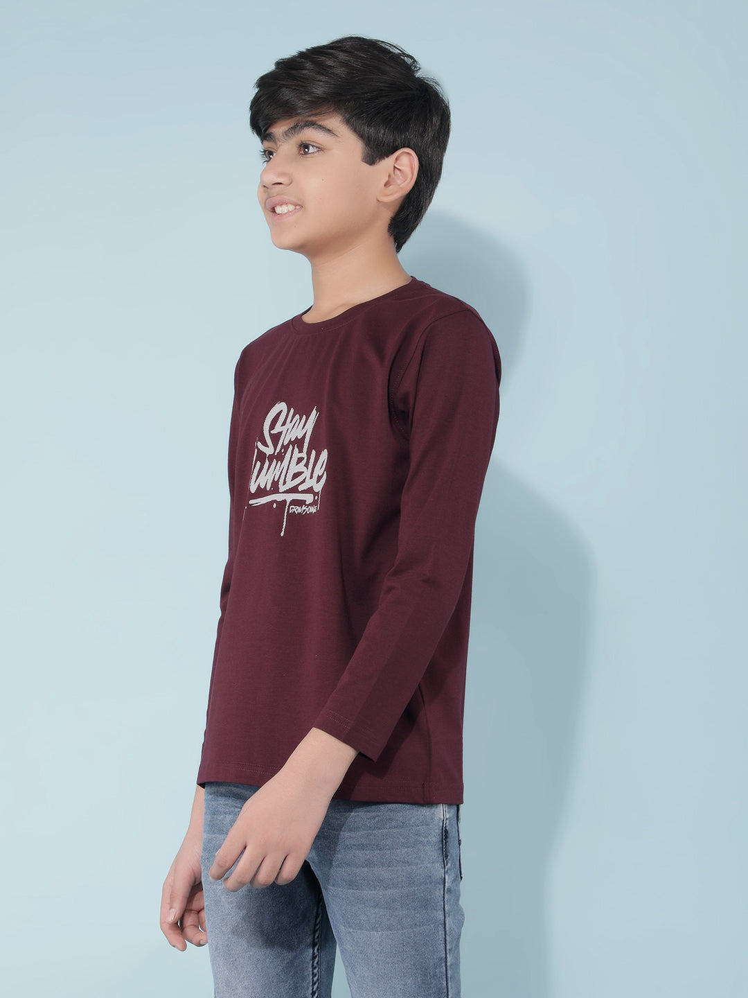 Wine Typographic Print T-Shirt-Boys T-Shirts-Crimsoune Club