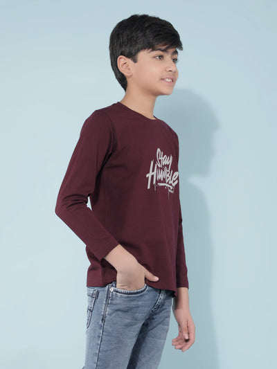 Wine Typographic Print T-Shirt-Boys T-Shirts-Crimsoune Club