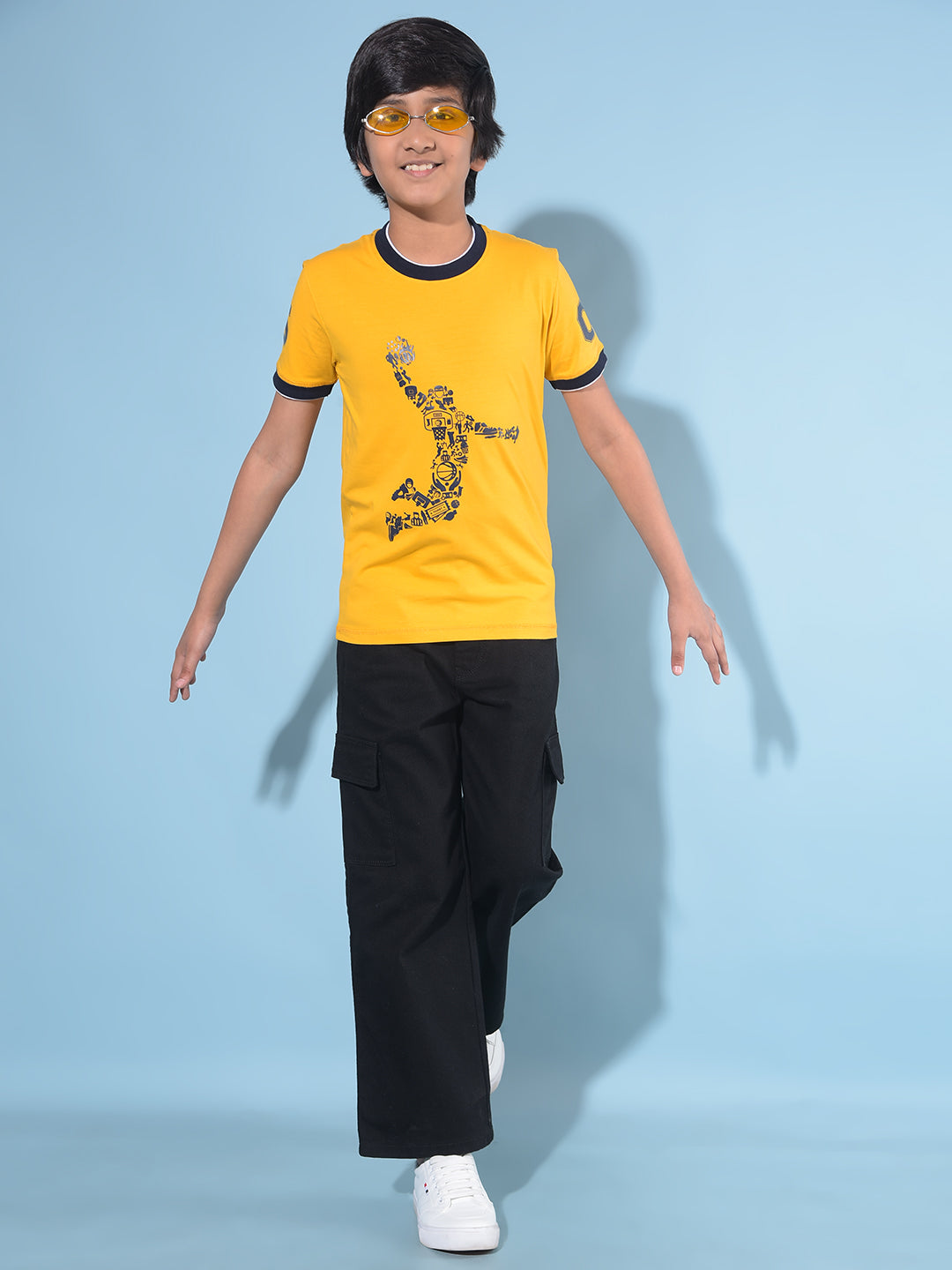 Mustard Graphic Print T-Shirt-Boys T-Shirts-Crimsoune Club