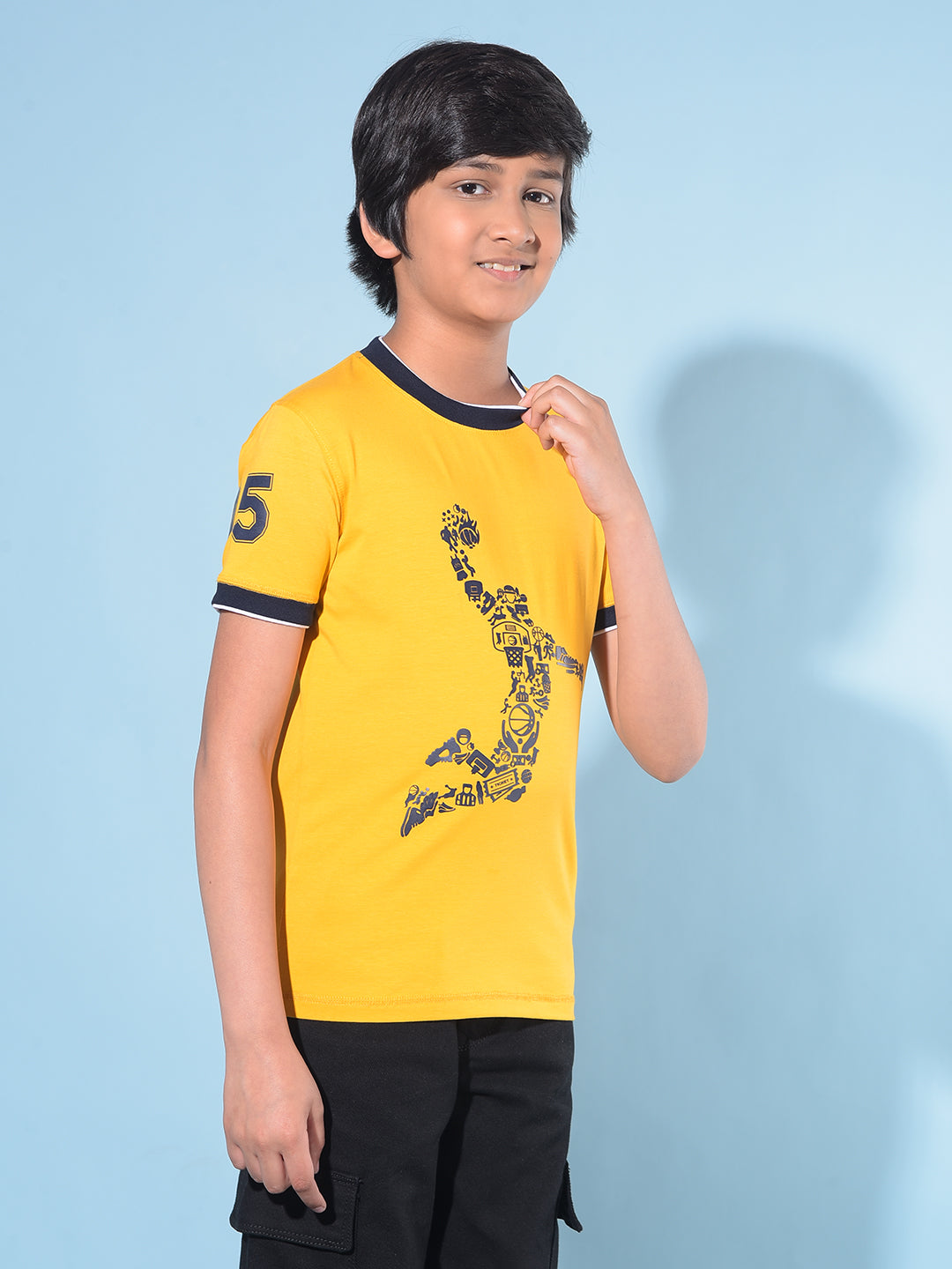 Mustard Graphic Print T-Shirt-Boys T-Shirts-Crimsoune Club