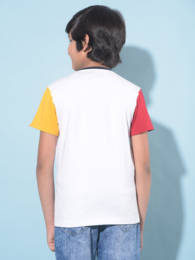 White Graphic Print T-Shirt-Boys T-Shirts-Crimsoune Club