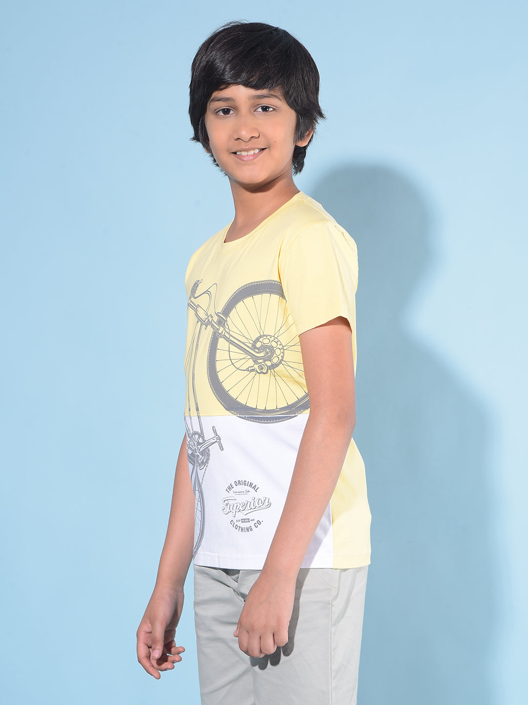 Yellow Graphic Print T-Shirt-Boys T-Shirts-Crimsoune Club