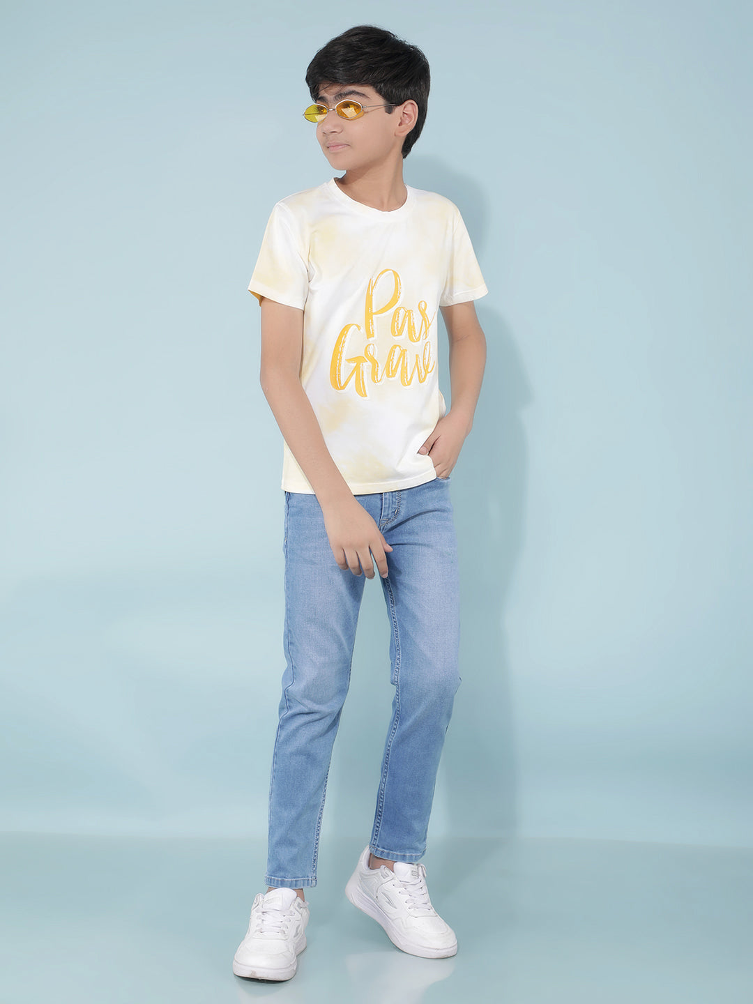 Yellow Typographic Print T-Shirt-Boys T-Shirts-Crimsoune Club