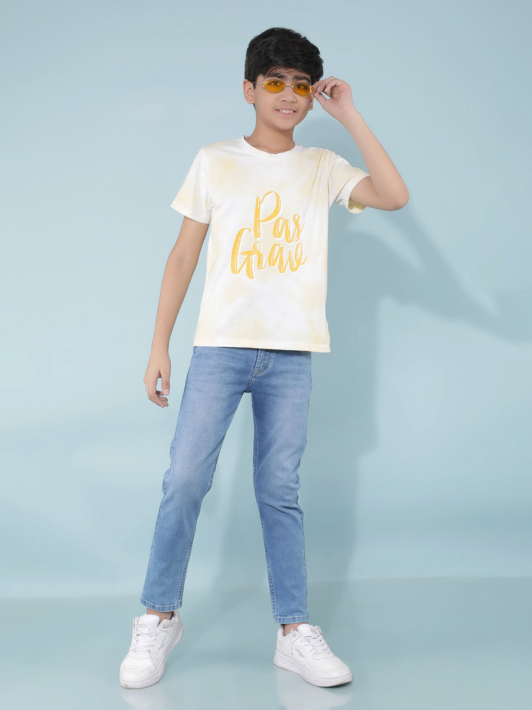 Yellow Typographic Print T-Shirt-Boys T-Shirts-Crimsoune Club