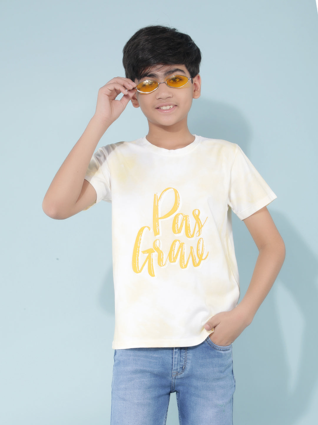 Yellow Typographic Print T-Shirt-Boys T-Shirts-Crimsoune Club