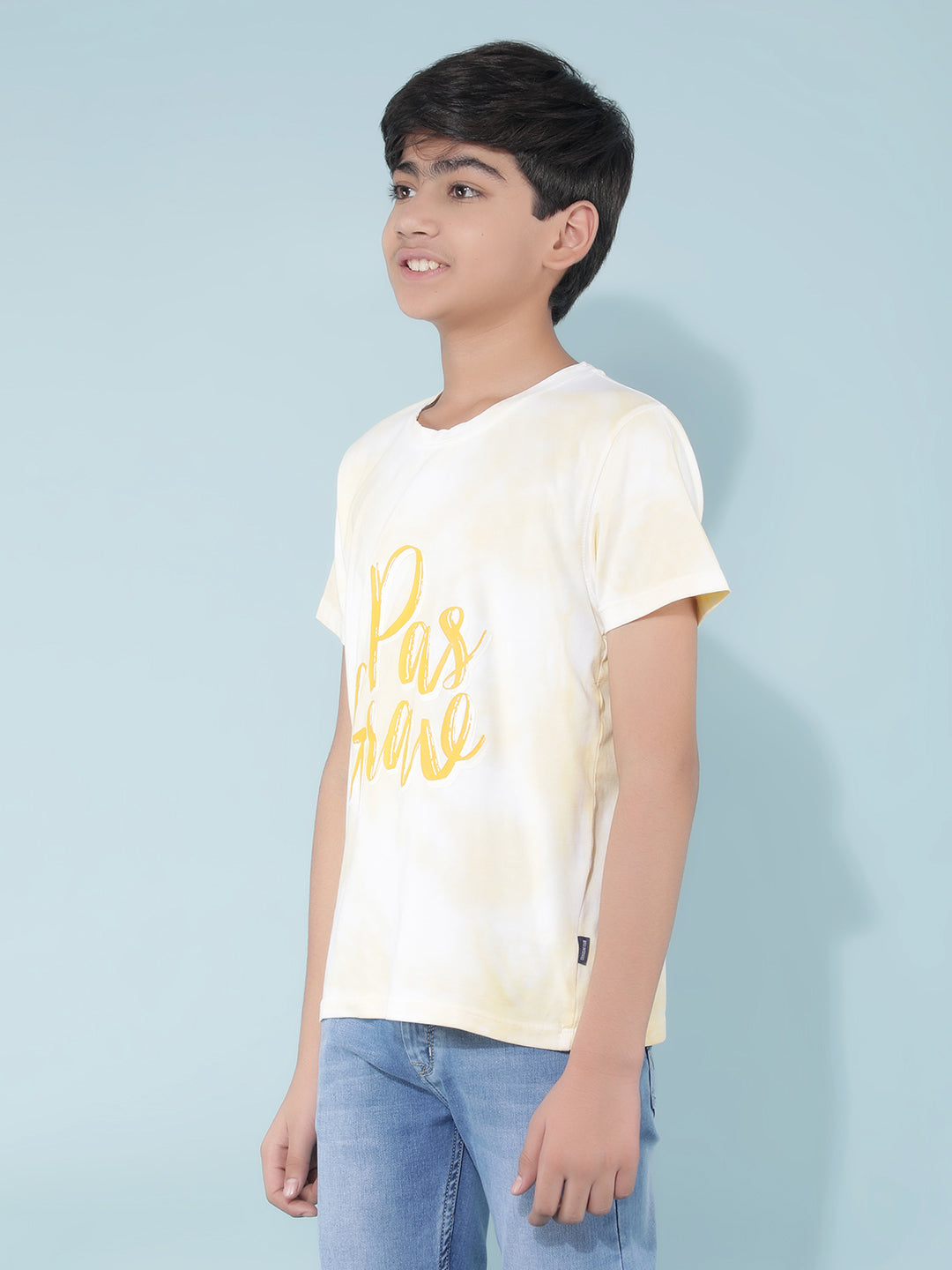 Yellow Typographic Print T-Shirt-Boys T-Shirts-Crimsoune Club