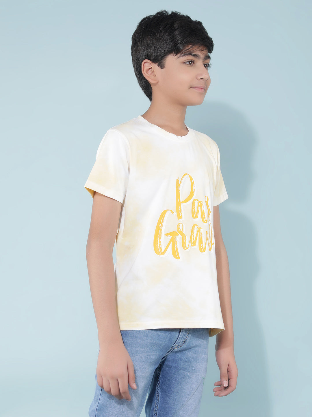 Yellow Typographic Print T-Shirt-Boys T-Shirts-Crimsoune Club