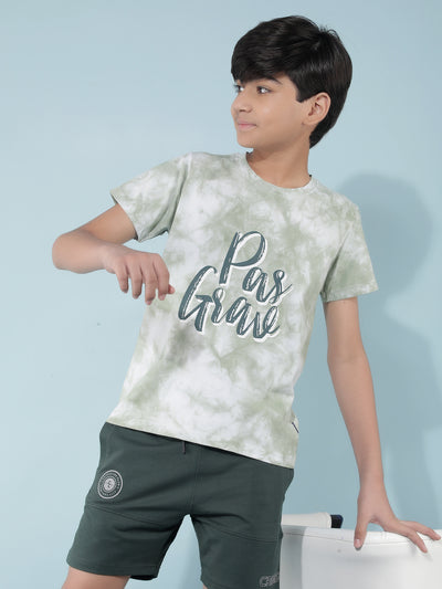 Green Typographic Print T-Shirt-Boys T-Shirts-Crimsoune Club