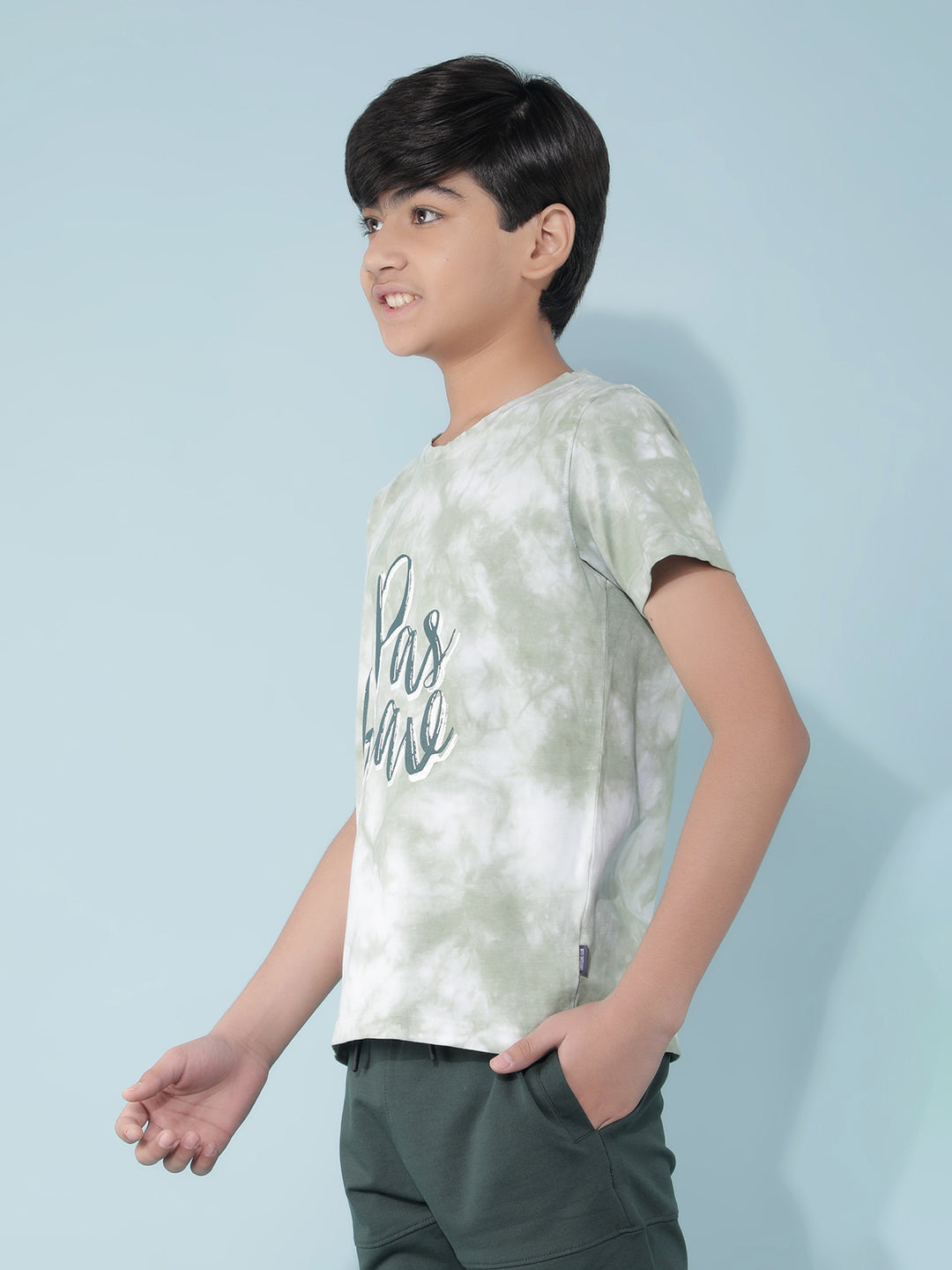 Green Typographic Print T-Shirt-Boys T-Shirts-Crimsoune Club