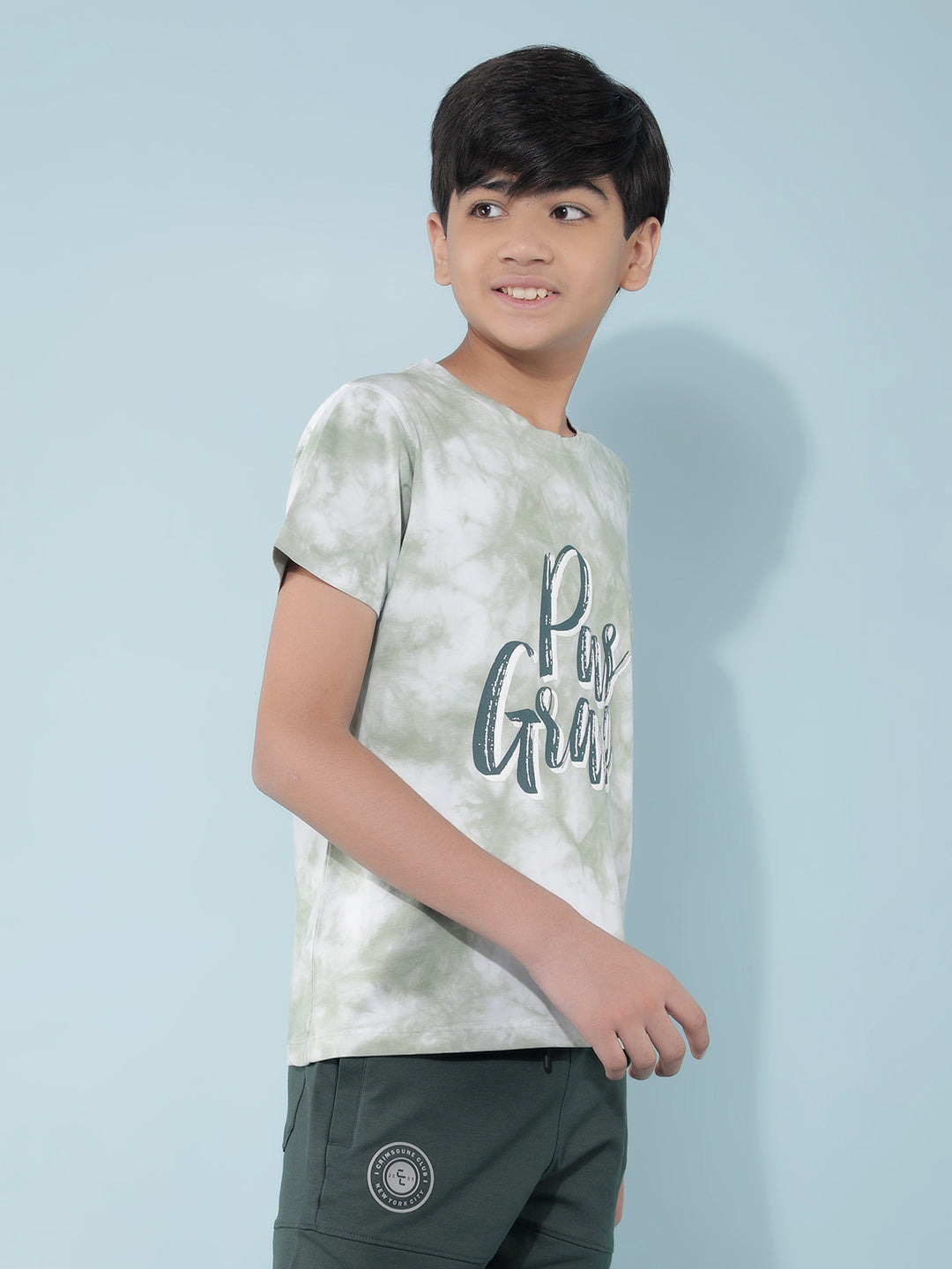 Green Typographic Print T-Shirt-Boys T-Shirts-Crimsoune Club