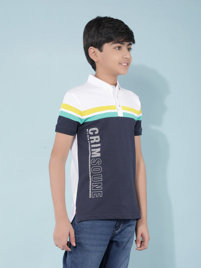 Navy Blue Color-Blocked T-Shirt-Boys T-Shirts-Crimsoune Club