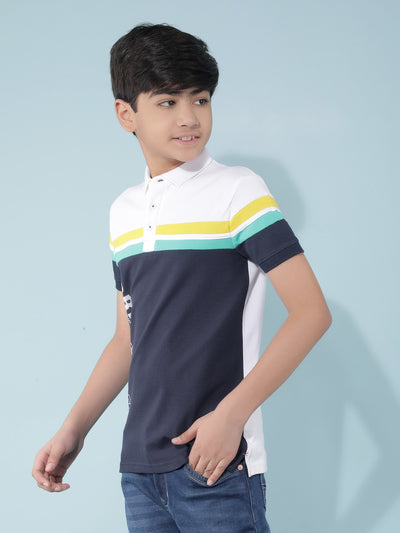 Navy Blue Color-Blocked T-Shirt-Boys T-Shirts-Crimsoune Club