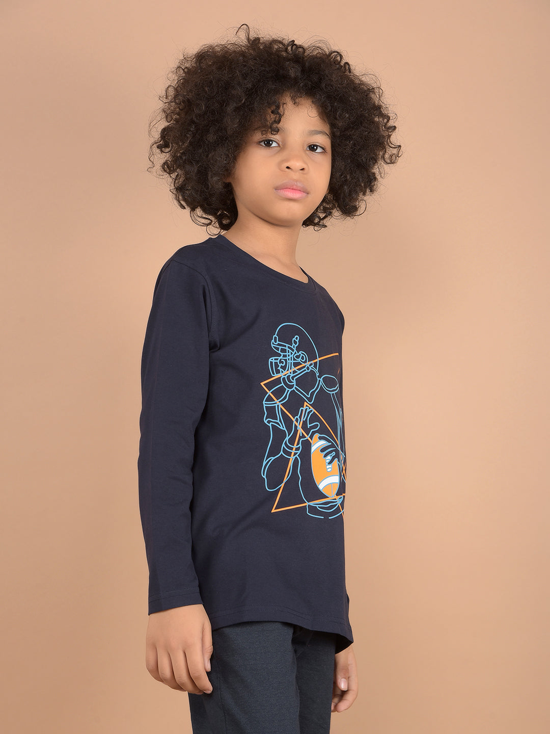 Navy Blue Graphic Print T-Shirt-Boys T-Shirts-Crimsoune Club