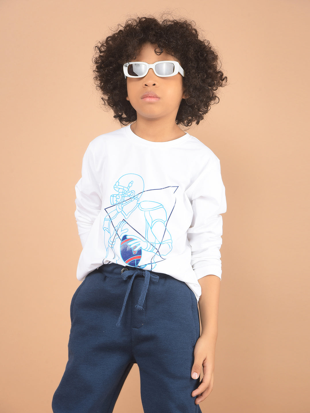 White Graphic Print T-Shirt-Boy T-Shirts-Crimsoune Club