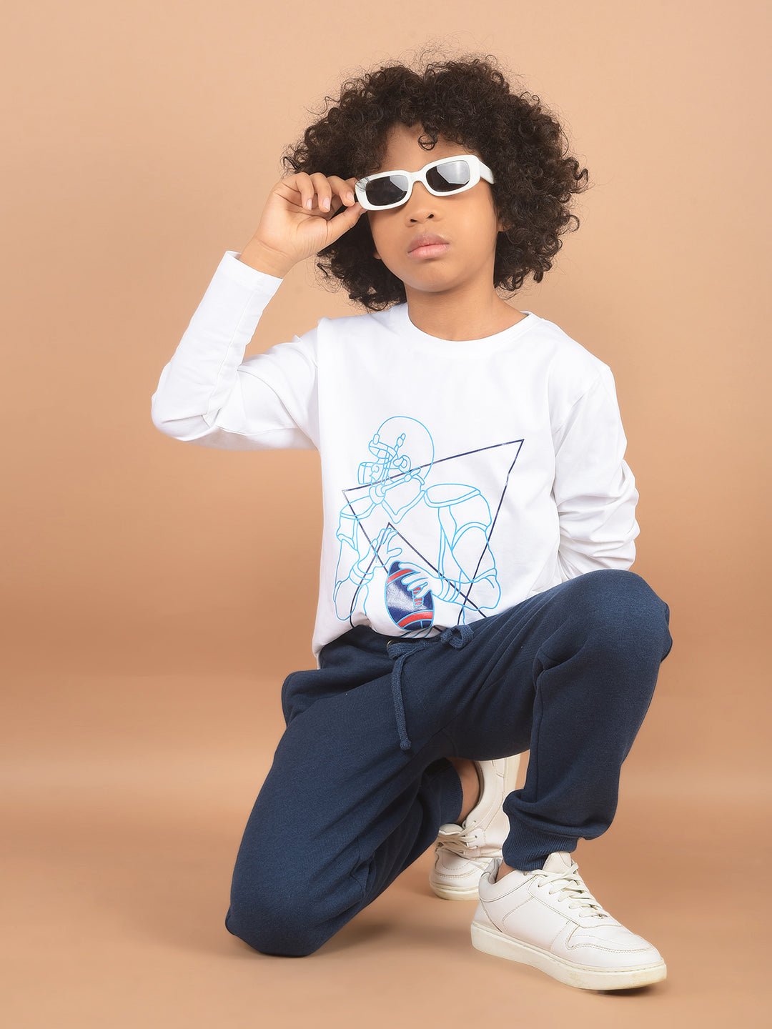 White Graphic Print T-Shirt-Boy T-Shirts-Crimsoune Club