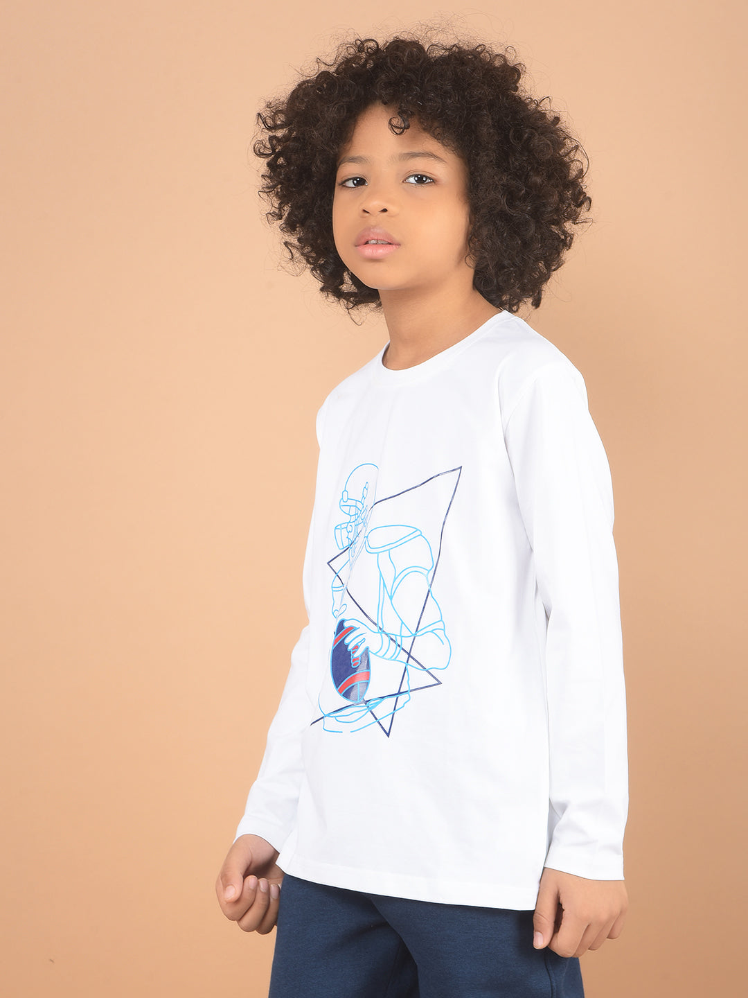 White Graphic Print T-Shirt-Boy T-Shirts-Crimsoune Club