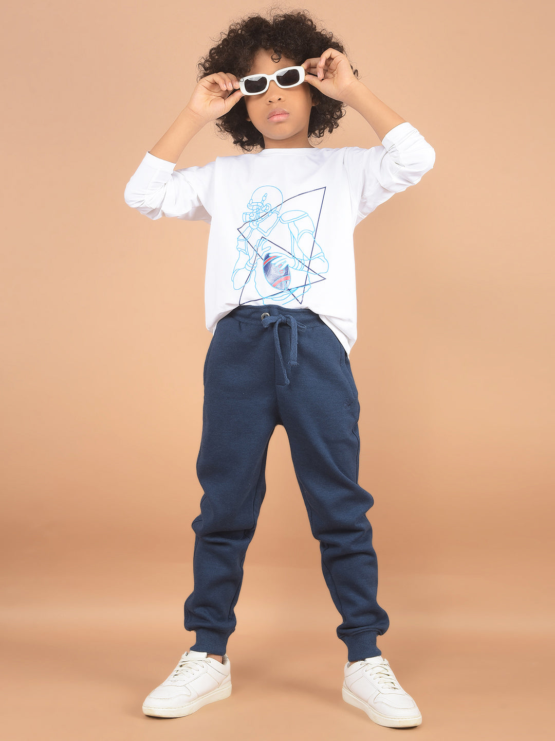 White Graphic Print T-Shirt-Boy T-Shirts-Crimsoune Club