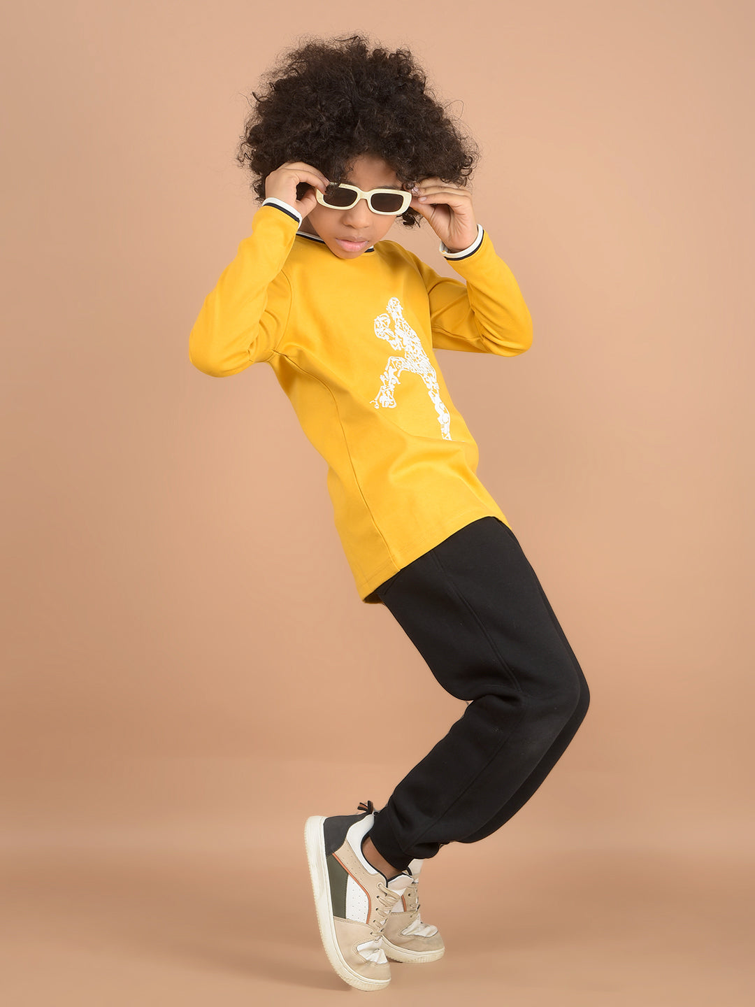 Mustard Graphic Print 100% Cotton T-Shirt-Boys T-Shirts-Crimsoune Club