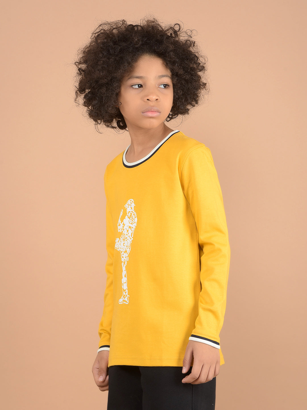 Mustard Graphic Print 100% Cotton T-Shirt-Boys T-Shirts-Crimsoune Club